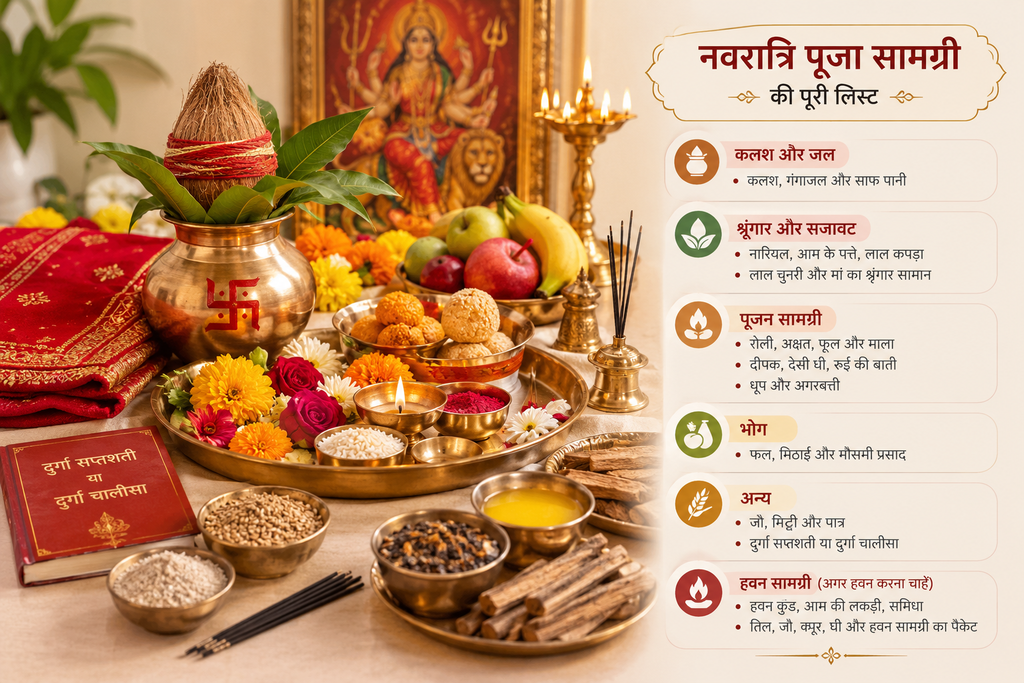 नवरात्रि पूजा सामग्री की पूरी लिस्ट